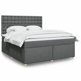 vidaXL Box spring postelja z vzmetnico temno siva 180x200 cm blago | Shoptok.si