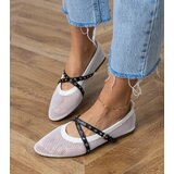 Gemre White mesh ballerinas with decorative buckle Zerid | Shoptok.si
