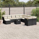  12-dijelni set vrtnih sofa od poliratana s jastucima crni | shoptok.hr