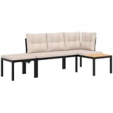  Set vrtnih klupa s jastucima 3 kom crni čelik obložen prahom | shoptok.hr
