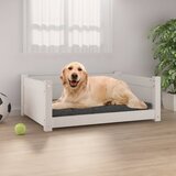vidaXL Pasja postelja bel 75,5x55,5x28 cm trdna borovina | Shoptok.si