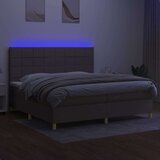  Krevet box spring s madracem LED smeđesivi 200x200 cm tkanina | shoptok.hr
