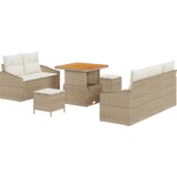 vidaXL 8-delni vrtna sofa set z blazinami Bež Poli ratan Akacija Cene