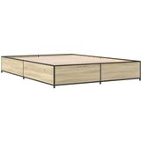 vidaXL Posteljni okvir sonoma hrast 150x200 cm inž. les in kovina, (21128091) | Shoptok.si