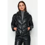 Trendyol Black Faux Leather Down Jacket Cene