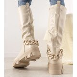 Gemre Beige ankle boots with chain Cognac | Shoptok.si