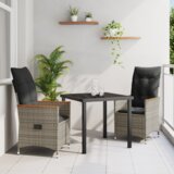 vidaXL 3-dijelni set vrtne blagovaonice s jastučićima sivi poli ratan | shoptok.hr