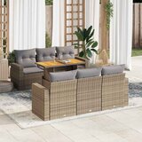 Maison Chic Seti vrtnega pohištva - Vrtna garnitura - Vrtni pohištvo set 7-delna z blazinami bež poli ratan, (21808030) | Shoptok.si