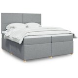 vidaXL Box spring postelja z vzmetnico svetlo siva 200x200 cm blago | Shoptok.si
