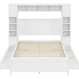 Lumor Dvoposteljna postelja 140x200 cm – s 4 predali in velikim vzglavnim odlagalnim prostorom – iz masivnega lesa – bela, (22151370) | Shoptok.si