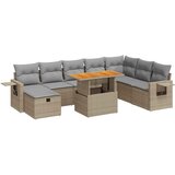 Maison Chic Seti vrtnega pohištva - Vrtna garnitura - Vrtni pohištvo set z blazinami 9-delna bež ratan/akacija, (21795881) | Shoptok.si