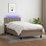  box spring s madracem LED smeđesivi 100x200 cm tkanina | shoptok.hr