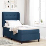 Box Spring Krevet s Madracem Plavi 90x200 cm Tkanina | shoptok.hr