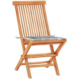  3-dijelni bistro set od tikovine sa sivim kariranim jastucima | shoptok.hr