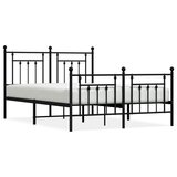 The Living Store Kovinski posteljni okvir z vzglavjem in vznožjem črn 140x190 cm - Posteljni Okvir, (21525327) | Shoptok.si