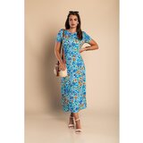 Fenzy Maxi Obleka S Cvetličnim Potiskom, Svetlo Modra | Shoptok.si