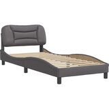 vidaXL Posteljni okvir z vzglavjem siv 90x200 cm umetno usnje, (21081481) Cene