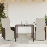 3-dijelni vrtni bistro set od poliratana s jastucima smeđi | Eponuda.com