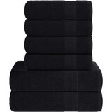 vidaXL Komplet brisač 6-delni črna 360 gsm 100% bombaž | Shoptok.si