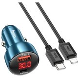hoco. avtopolnilec USB QC 3.0 + Type C + kabel Type C v Type C PD 48W Leader Z50 kovinsko siv Cene