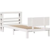  Okvir kreveta s uzglavljem bijeli 75x190 cm od borovine | shoptok.hr