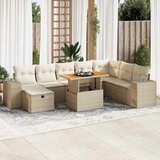 Maison Chic Seti vrtnega pohištva - Vrtna garnitura - Vrtni pohištvo set z blazinami 9-delna bež ratan/akacija, (21796471) | Shoptok.si
