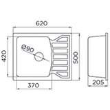 Metalac sudopera QUADRO m 620*500 crna | ePonuda.com