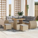 8 komadni vrtni sofa set s jastučićima Bež poli ratan akacija Cijene