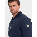 Ombre Men's quilted bomber jacket with metal zippers - navy blue | Shoptok.si