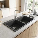  Sudoper s dvostrukom posudom Granite 86 x 51 x 30 cm Grafitna - Grafitna Cijene