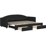  Dnevni krevet na razvlačenje s ladicama crni 80x200 cm tkanina | shoptok.hr