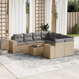 Maison Chic Seti vrtnega pohištva - Vrtna garnitura 9-delna z blazinami bež poli ratan, (21797139) | Shoptok.si
