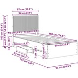  Okvir za krevet s pohranom i uzglavljem Betonska siva - Betonska siva 90 x 190 cm | shoptok.hr