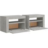  Noćni ormarići 2 kom s LED svjetlima boja betona 60x35x40 cm | shoptok.hr