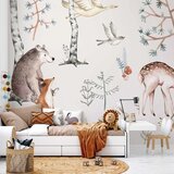  Foto tapeta - Forest Land With Animals Painted in Watercolours 500x350 Vodootporna | shoptok.hr