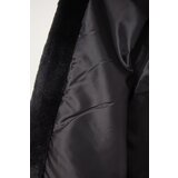  Women's Black Zipper Oversize Furry Plush Coat | Eponuda.ba