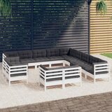  13-dijelna vrtna garnitura od borovine s jastucima bijela | shoptok.hr