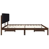  Krevetni okvir s tapiciranim uzglavljem Tamno smeđa i crna - tamno smeđa i crna 200 x 200 cm | shoptok.hr
