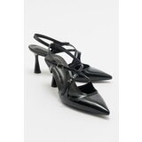 LuviShoes COJE Black Patent Leather Women's Pointed Toe Thin Heel Shoes Cene