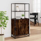 vidaXL Visoka omara dimljen hrast 68x35x139cm inženirski les in kovina | Shoptok.si