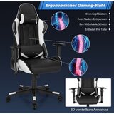 Namještaj Igraća stolica, okretna stolica i trkaćem stilu slonom za glavu i lumbalnim jastukom, podesivi kut nagiba 90°-160°, bijela | shoptok.hr