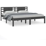 The Living Store Posteljni okvir siv iz trdne borovine 200x200 cm - Posteljni Okvir, (21525789) | Shoptok.si