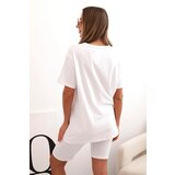 Kesi Włoski Women's cotton set with short sleeves and shorts white | Shoptok.si