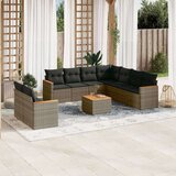 vidaXL 10-dijelni set vrtnih sofa od poliratana s jastucima sivi | shoptok.hr