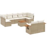 Maison Chic Seti vrtnega pohištva - Vrtna garnitura - Vrtni pohištvo set 10-delna z blazinami bež poli ratan, (21821741) | Shoptok.si