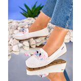 Resti Women's openwork white moccasins with decorative crystals Cizzas | Shoptok.si