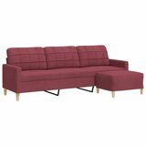  Trosjed s tabureom crvena boja vina 210 cm od tkanine | shoptok.hr