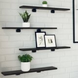 vidaXL Knjigovne police - Paket 4 v črnem hrastu, 60x10x1,5 cm - Narejene iz inženirskega lesa | Shoptok.si