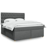 vidaXL Box spring postelja z vzmetnico temno siva 180x200 cm blago | Shoptok.si