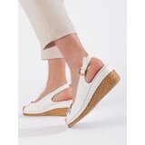 Shelvt White sandals on a low wedge espadrilles | Shoptok.si